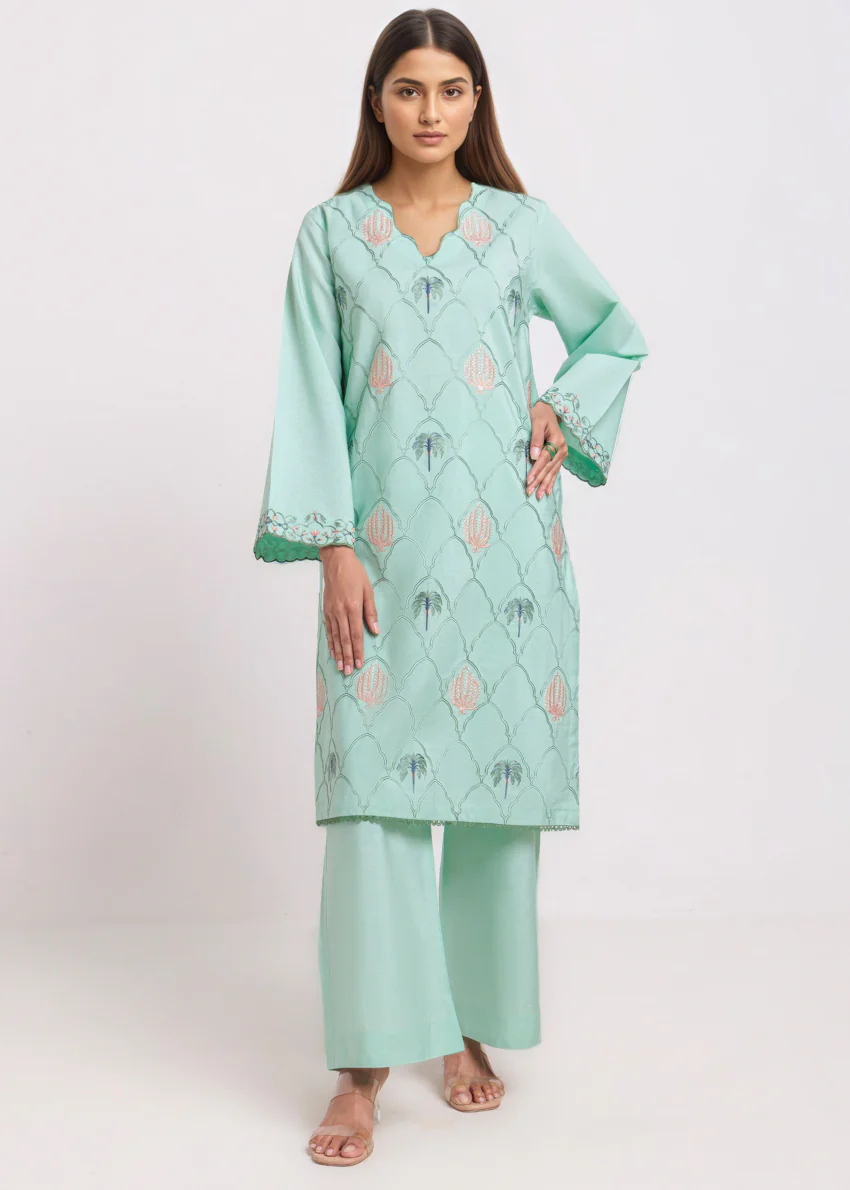 M-Green-Cotton Silk-2 Piece (WPS25SE2051) - Image 3
