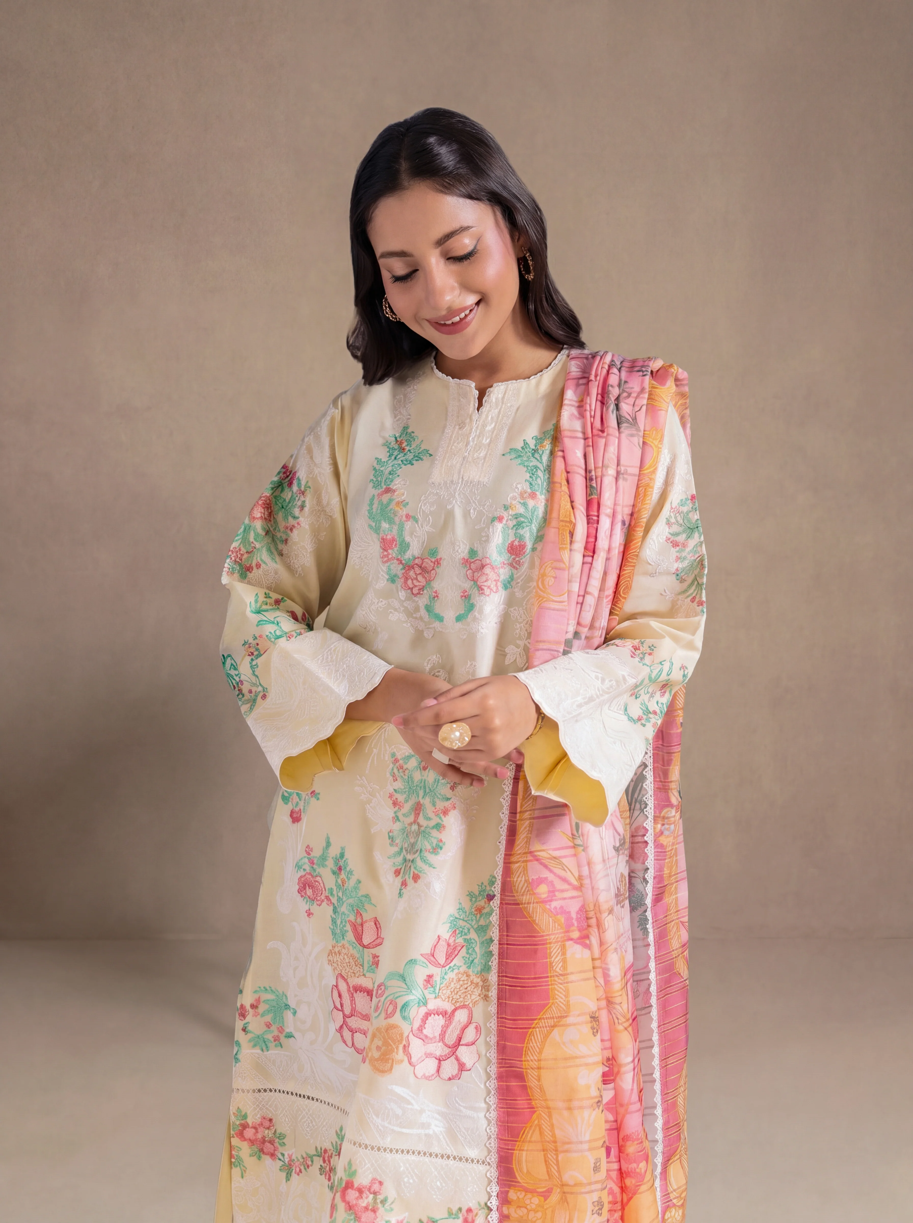 L-Yellow-Cotton Silk-3 Piece (WPS25SE3001) - Image 2