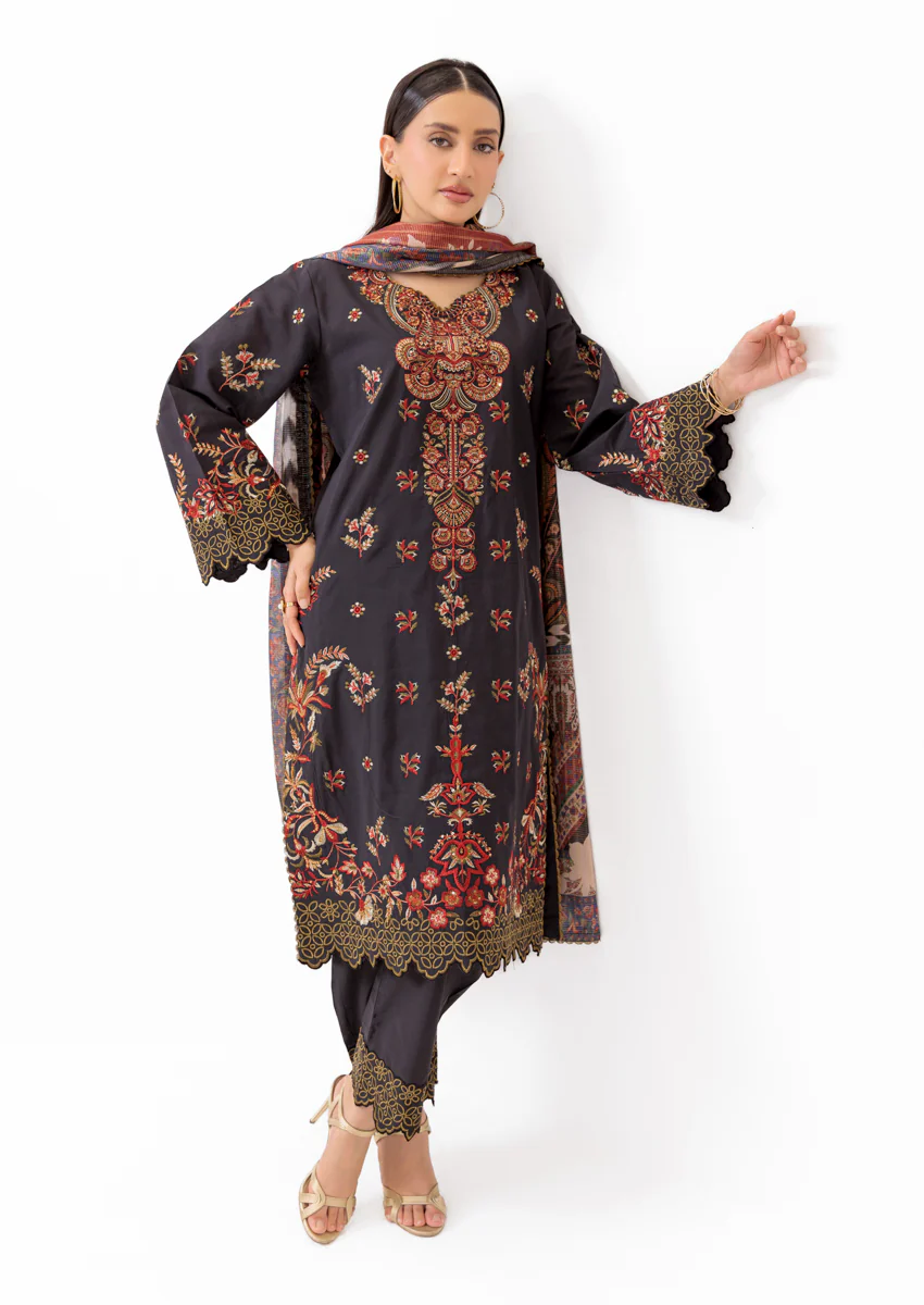 Black-Cotton Silk-3 Piece (WPS25SE3003) - Image 8