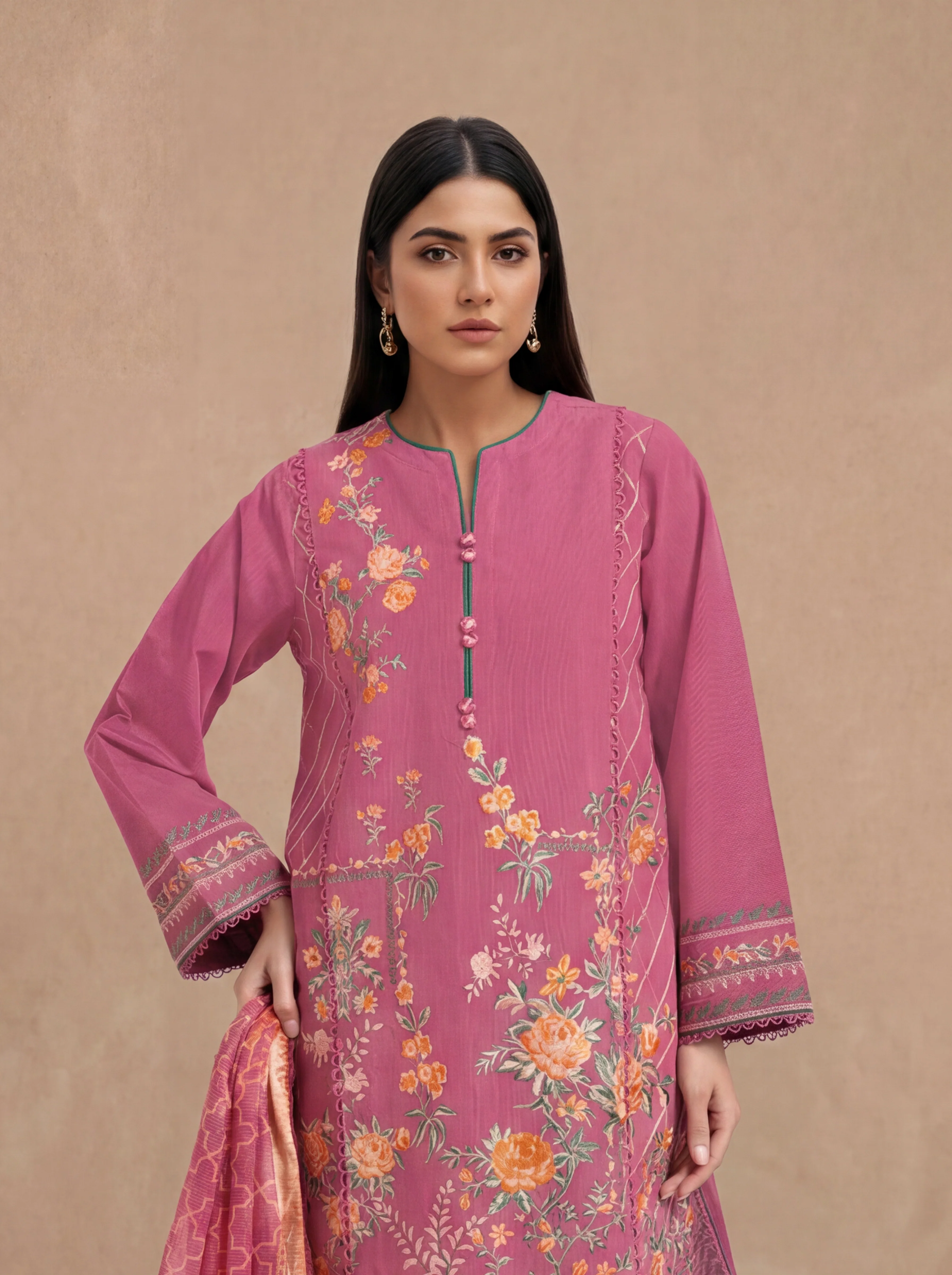 Claret-Cotton Silk-3 Piece (WPS25SE3016) - Image 2