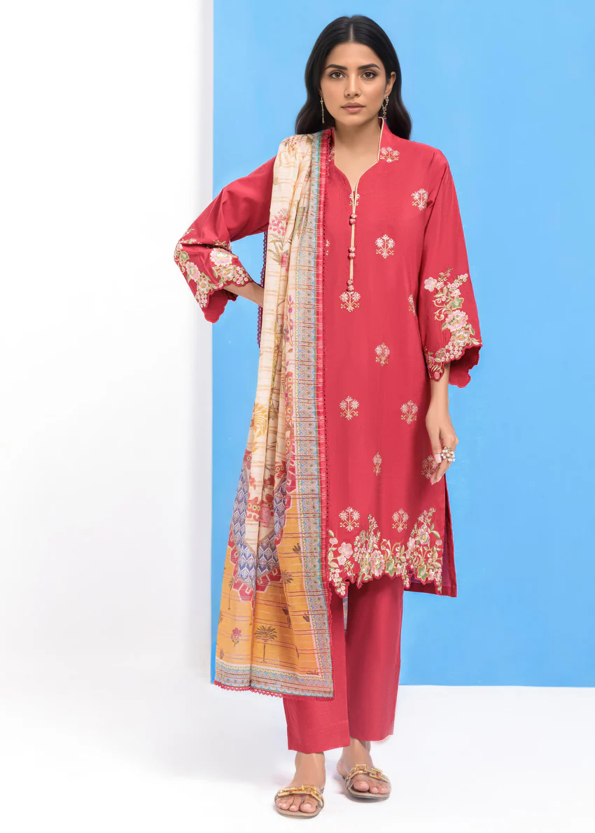 Red-Cotton Silk-3 Piece (WPS25SE3019) - Image 3