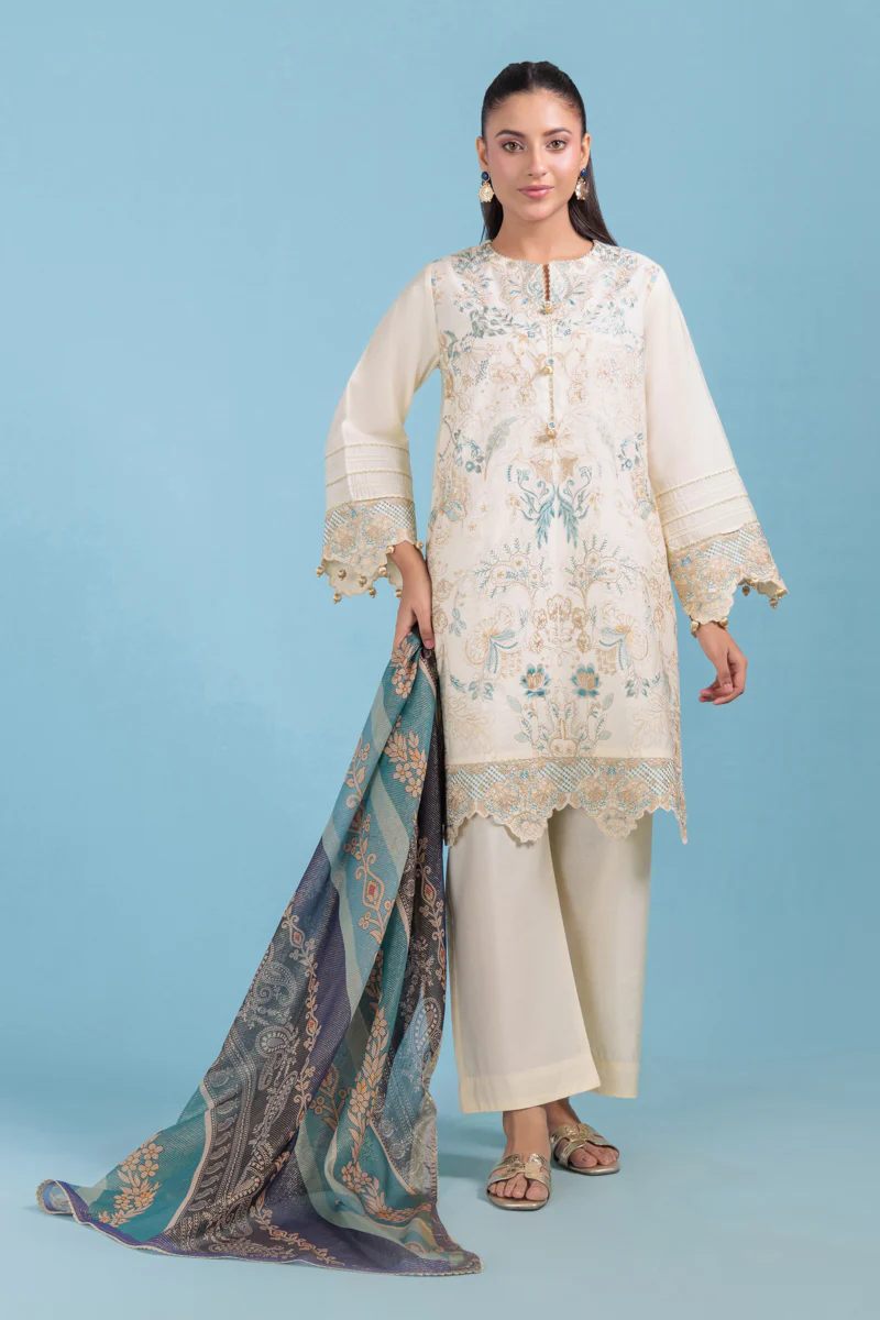 O-White-Cotton Silk-3 Piece (WPS25SE3025) - Image 4
