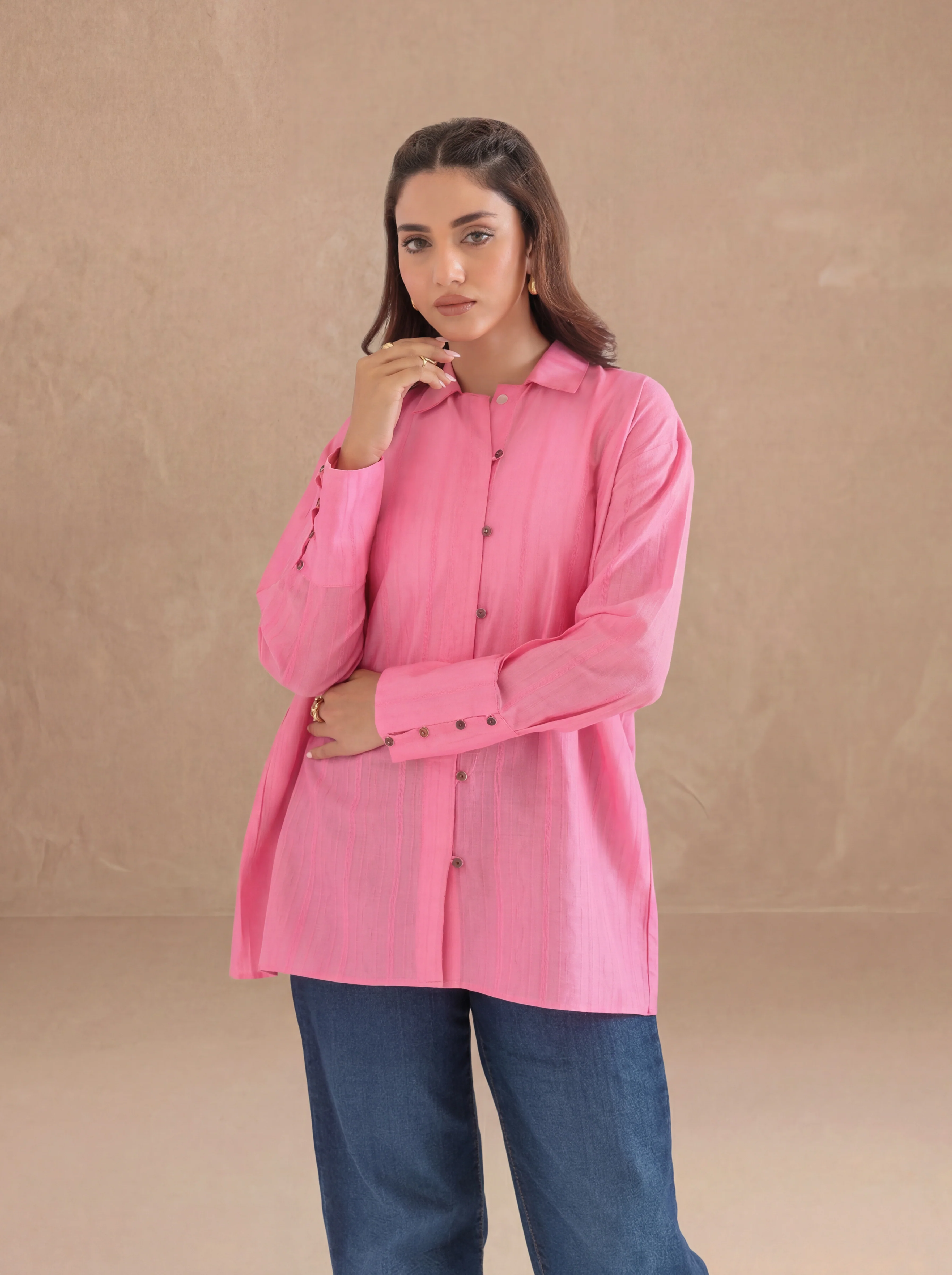 L-Pink-Jacquard-1 Piece (WPS25SL1003) - Image 2
