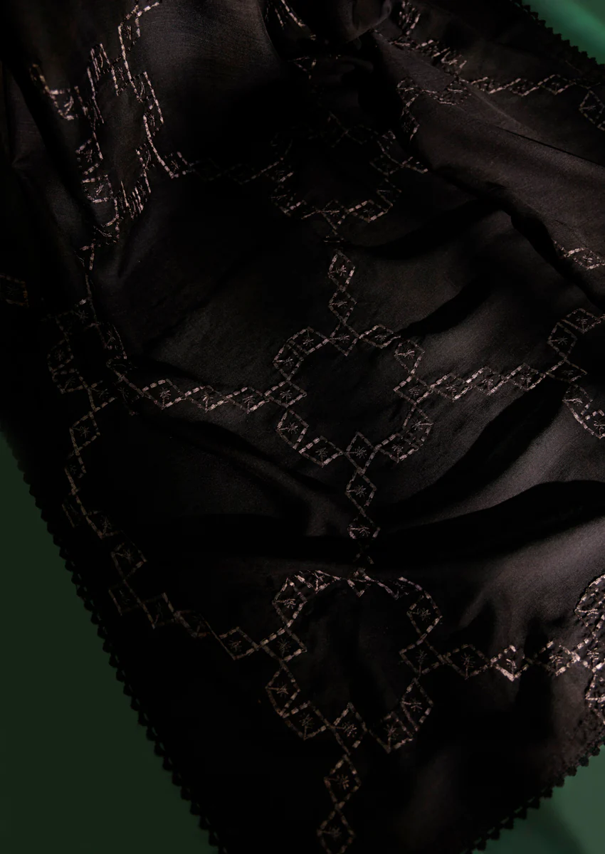 Embroidered Black Voile Dupatta (WPS25VD1015) - Image 3