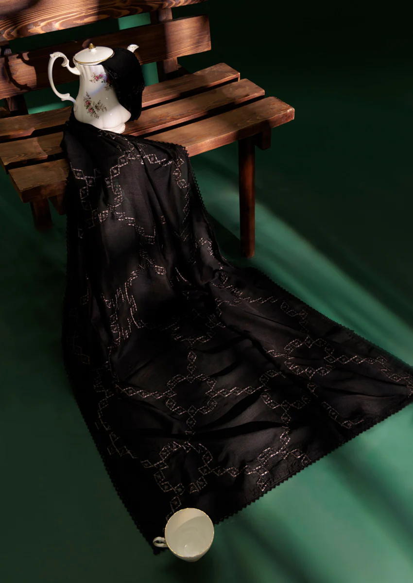 Embroidered Black Voile Dupatta (WPS25VD1015) - Image 6