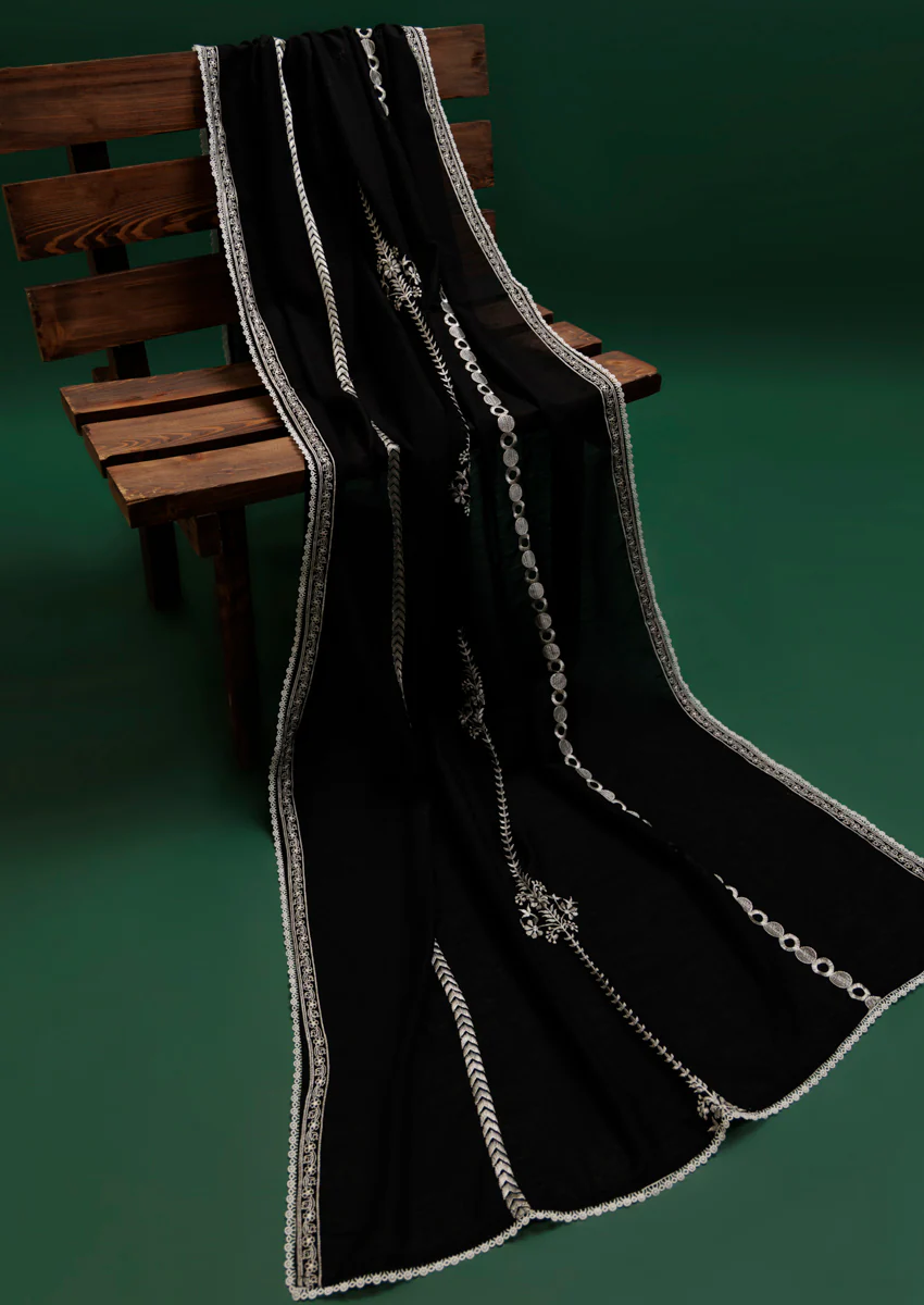 Printed Black Voile Dupatta (WPS25VD1016)