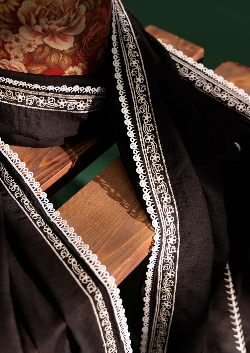 Printed Black Voile Dupatta (WPS25VD1016) - Image 3