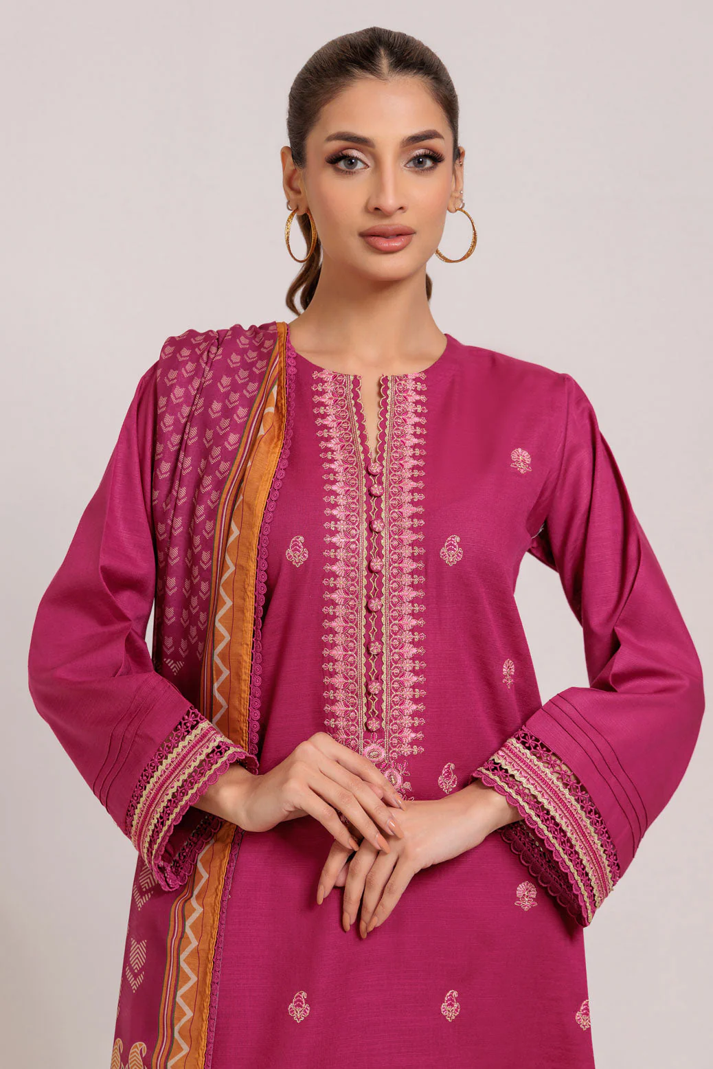 HOT-PINK-KHADDAR-3 PIECE (WS6243P103) - Image 2