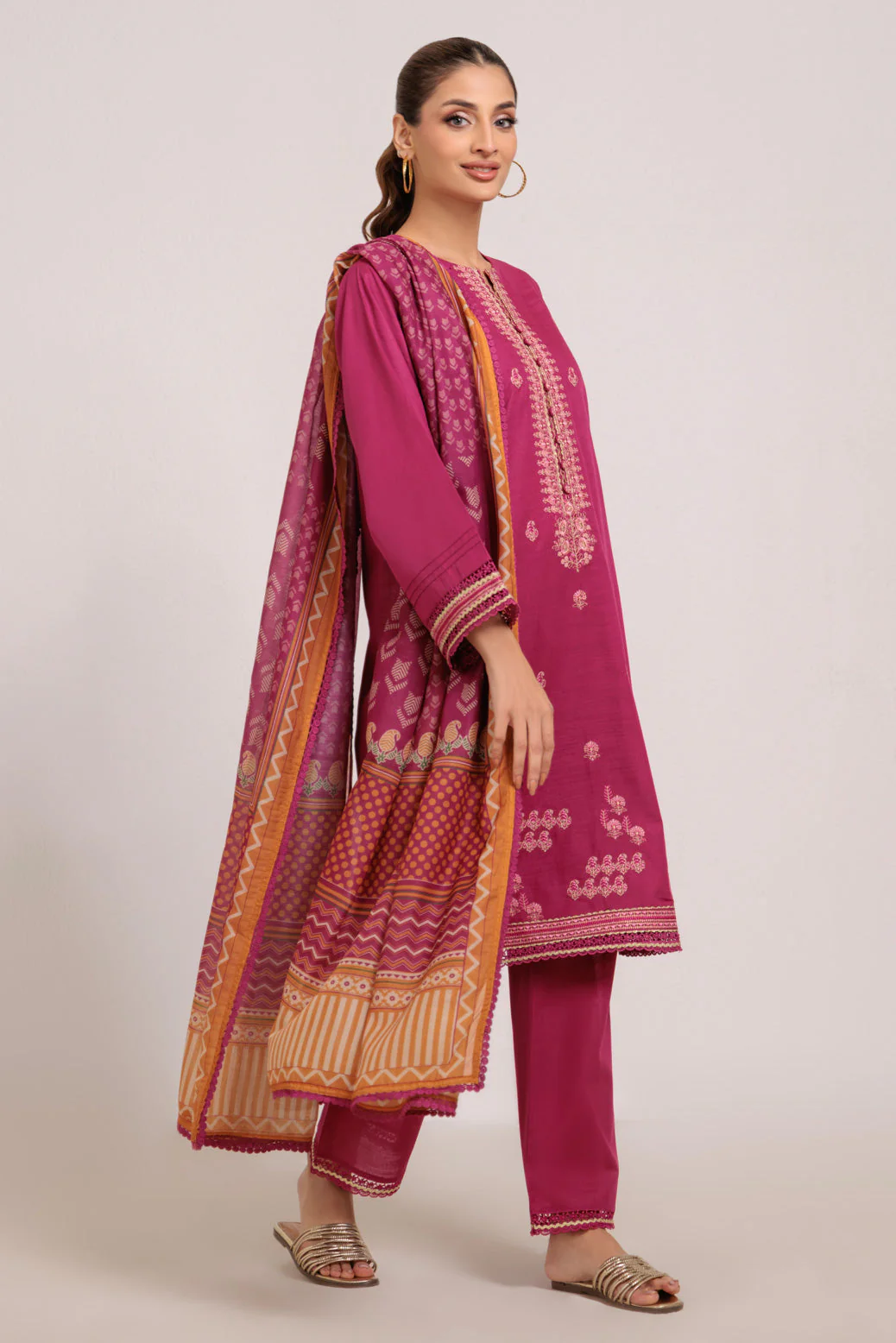 HOT-PINK-KHADDAR-3 PIECE (WS6243P103) - Image 3