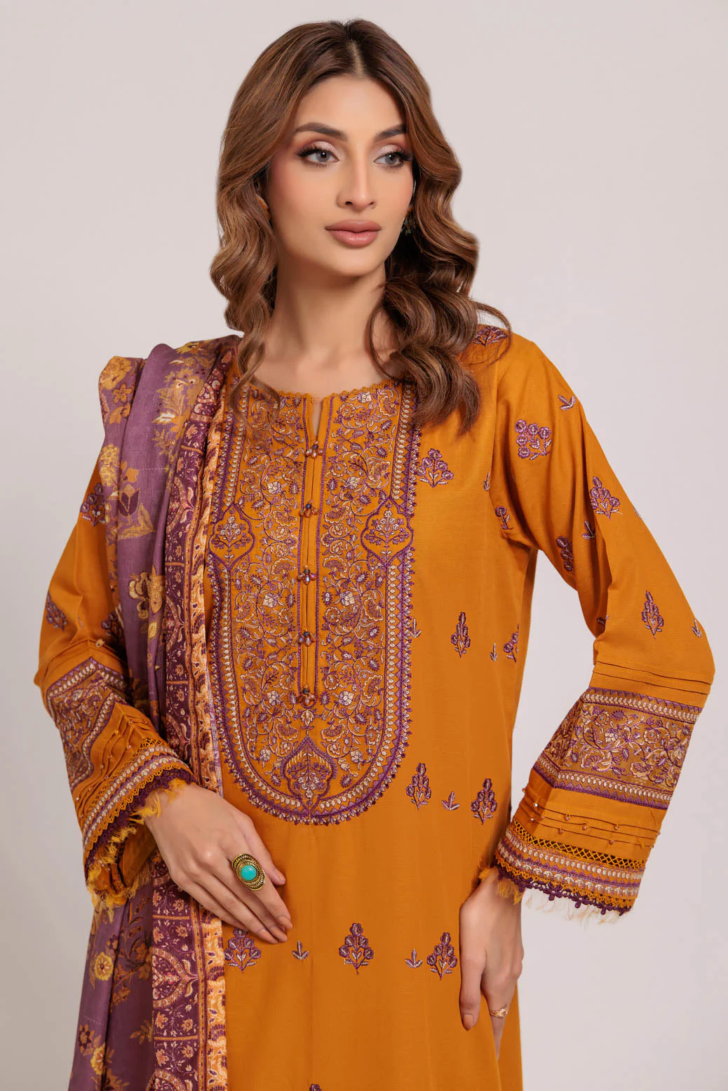 MUSTARD-KHADDAR-3 PIECE (WS6243P31) - Image 5