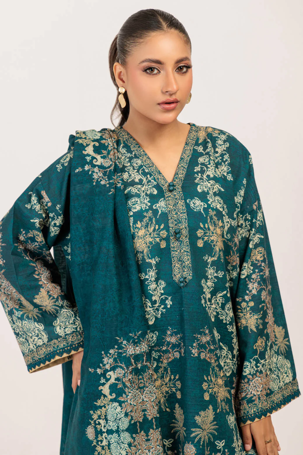 TEAL-KHADDAR-3 PIECE (WS6243P58) - Image 4