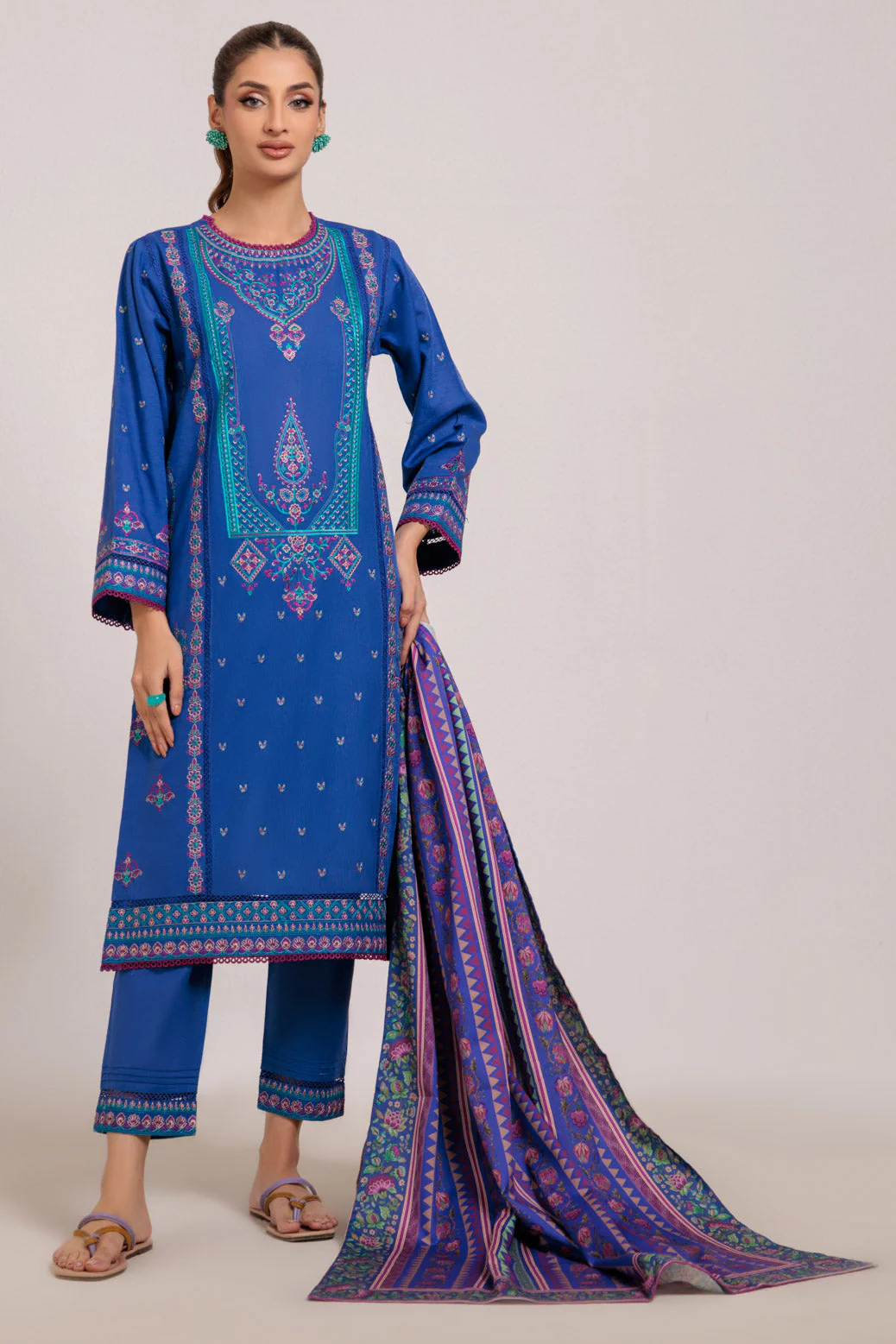 BLUE-KHADDAR-3 PIECE (WS6243P70) - Image 3
