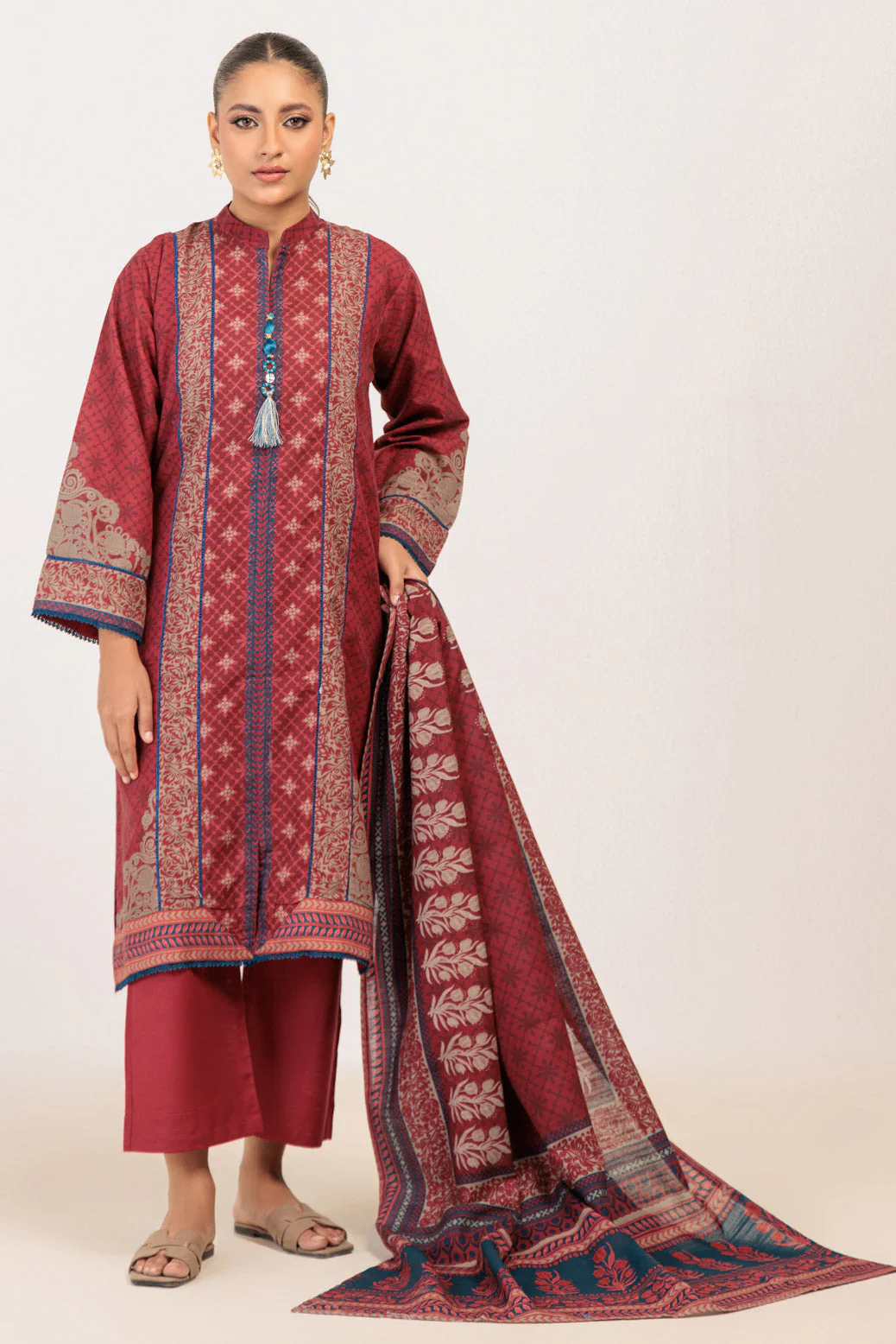 MAROON-KHADDAR-3 PIECE (WS6243P75) - Image 3