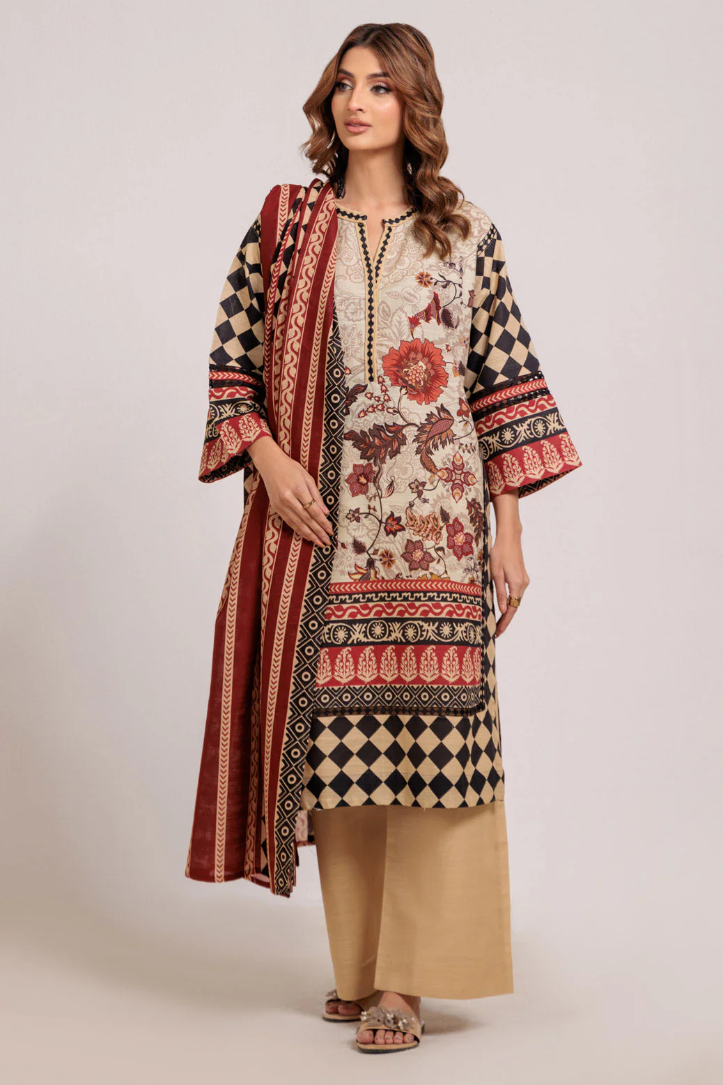 BEIGE-KHADDAR-3 PIECE (WS7243P32) - Image 3