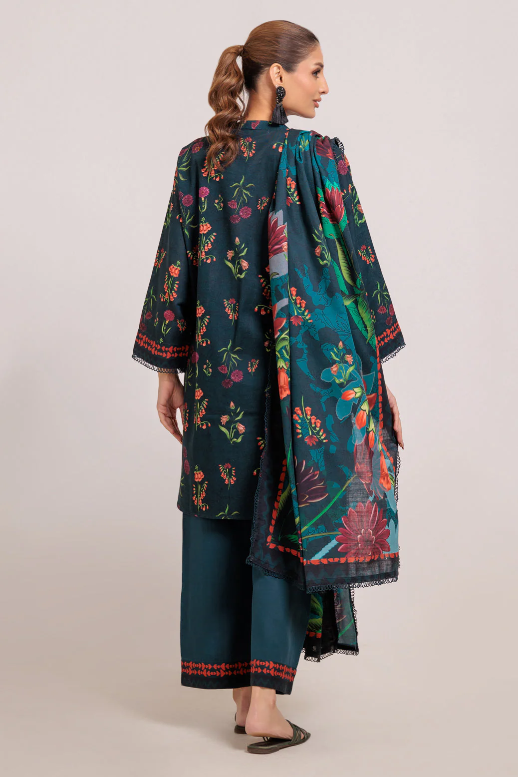 D-TEAL-KHADDAR-3 PIECE (WS7243P42) - Image 2
