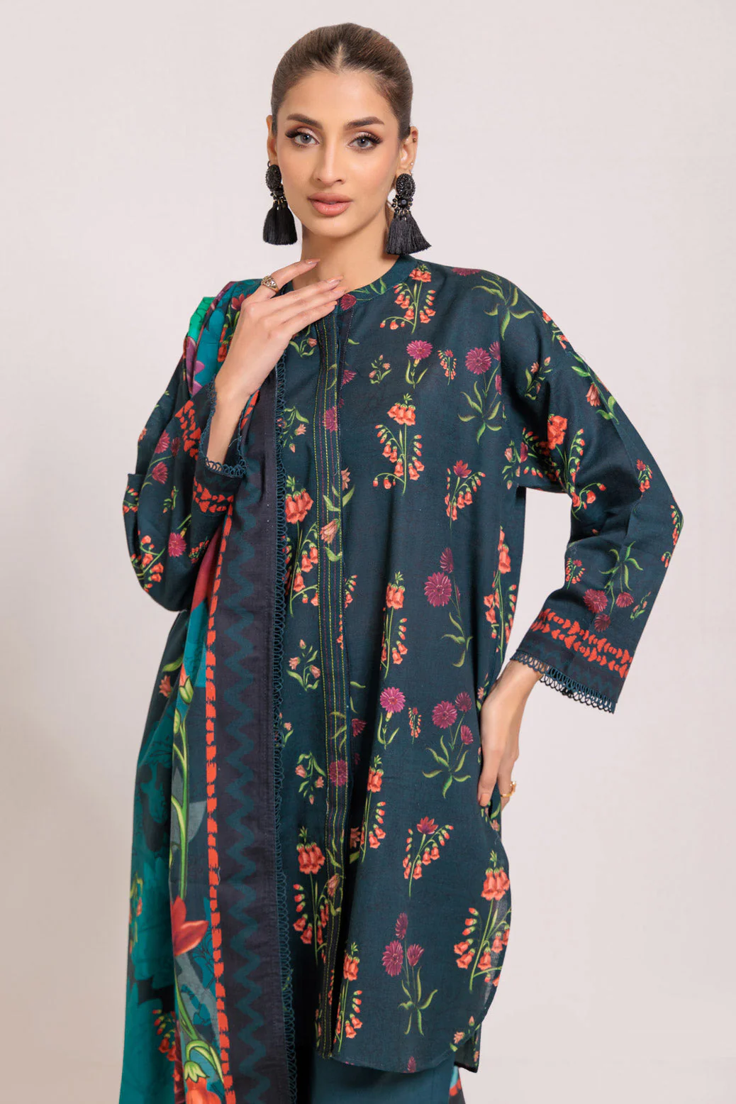 D-TEAL-KHADDAR-3 PIECE (WS7243P42) - Image 3