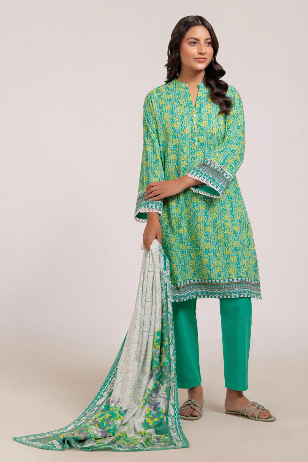 GREEN-KHADDAR-3 PIECE (WS7243P50)