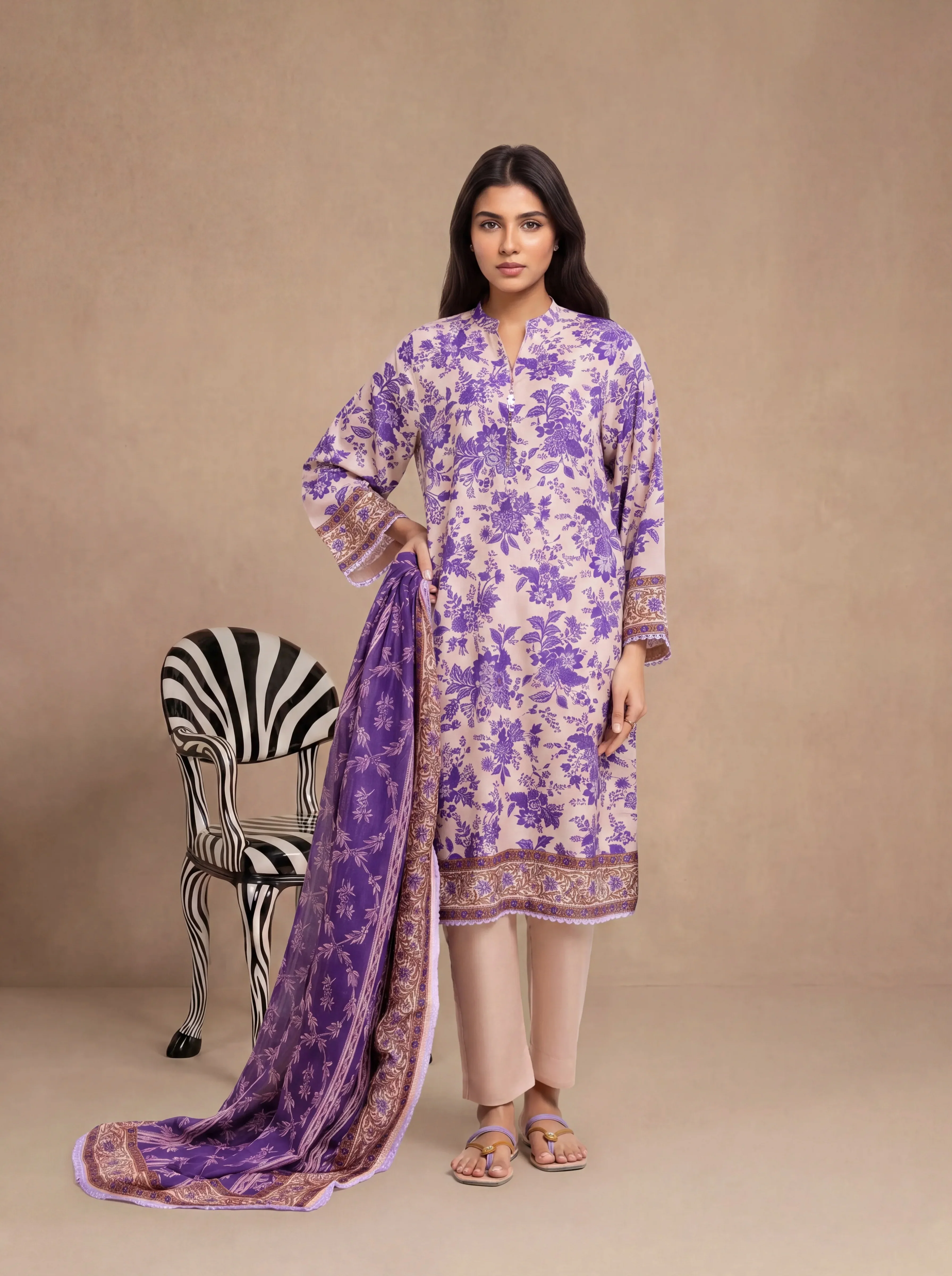 Beige- Cotton-3 Piece (WU3PPBS25SO6J38P)