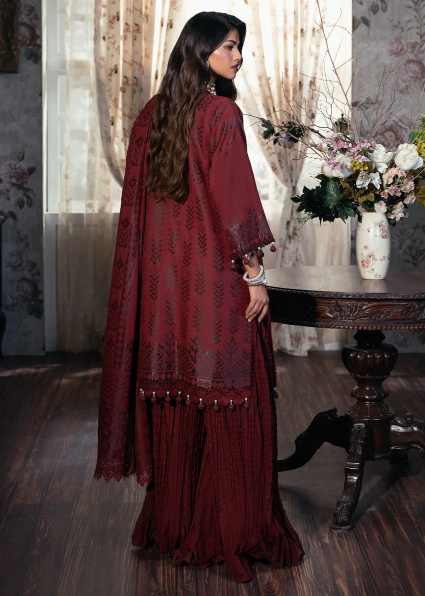 Maroon-Jacquard-3 Pc (WUS25JD3042) - Image 2