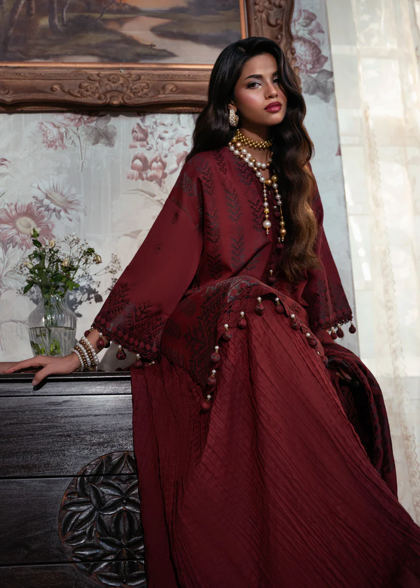 Maroon-Jacquard-3 Pc (WUS25JD3042) - Image 6