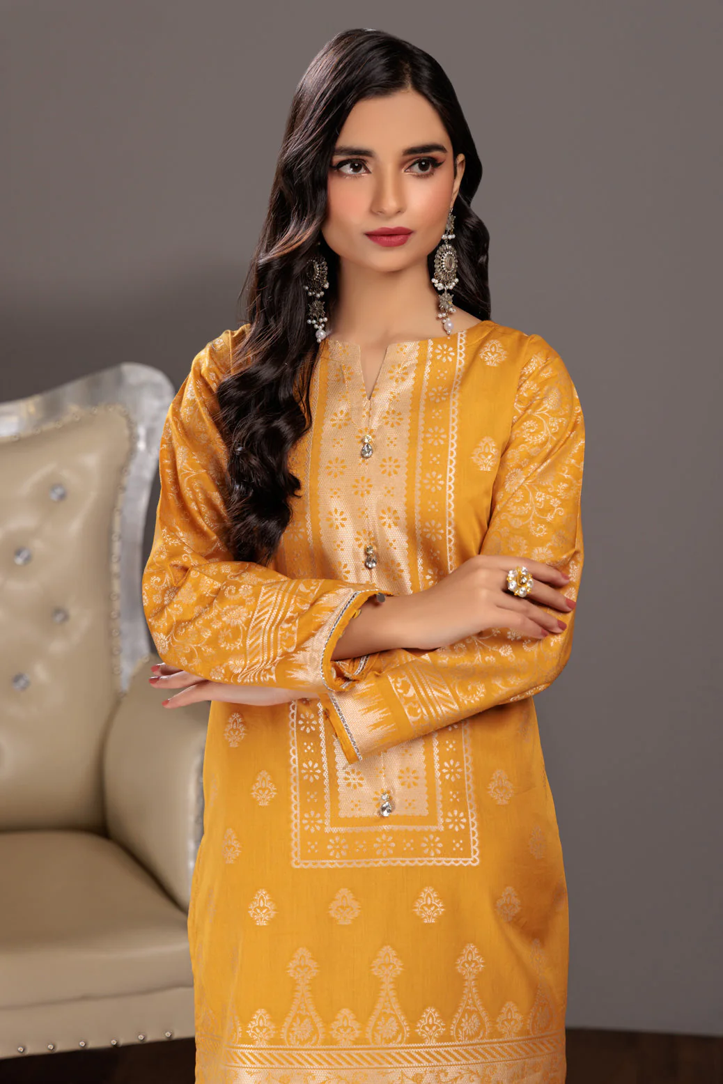 YELLOW-JACQUARD-3 PIECE (JAS233P19) - Image 3