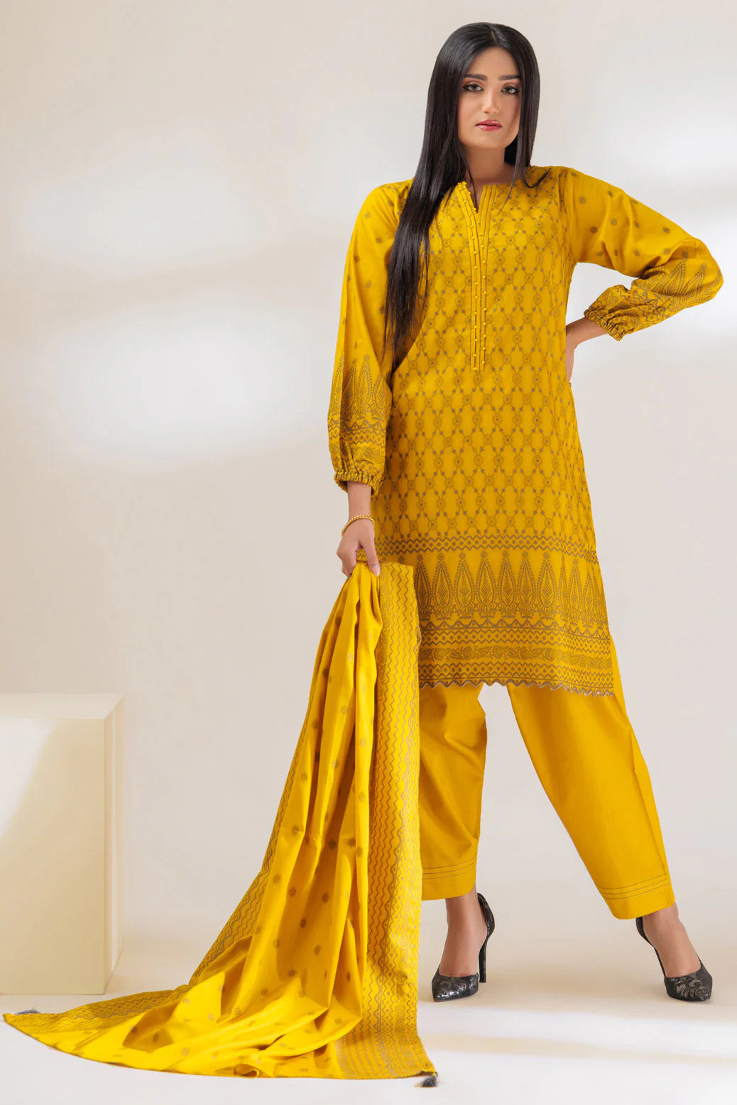 YELLOW-JACQUARD-3 PIECE (PWJ3233P03) - Image 2